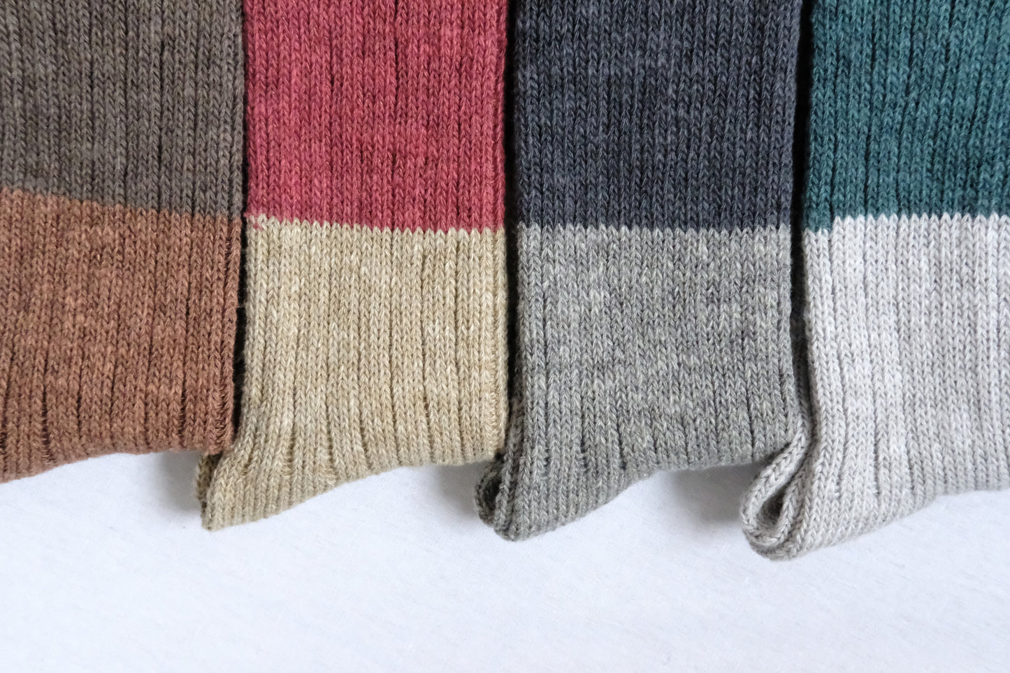 Wool Cotton Slab Socks - Brown
