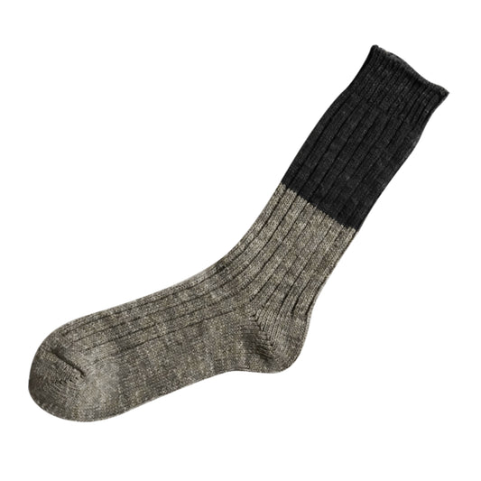 Wool Cotton Slab Socks - Charcoal