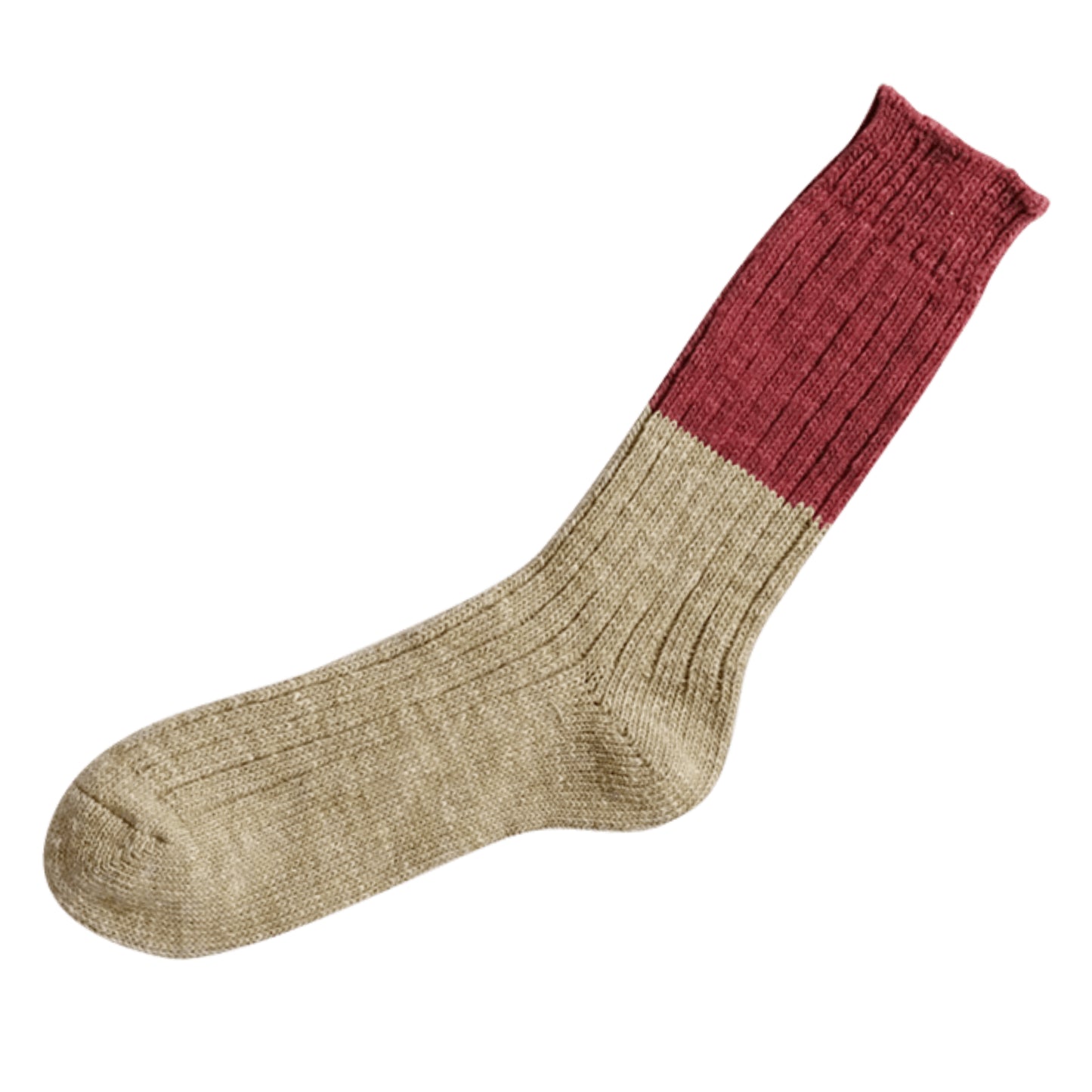 Wool Cotton Slab Socks - Red