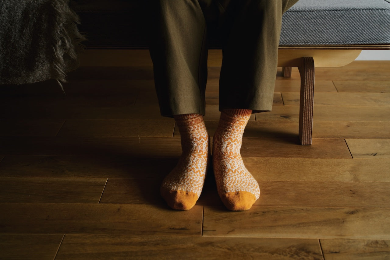 Wool Jacquard Socks - Lantern Orange