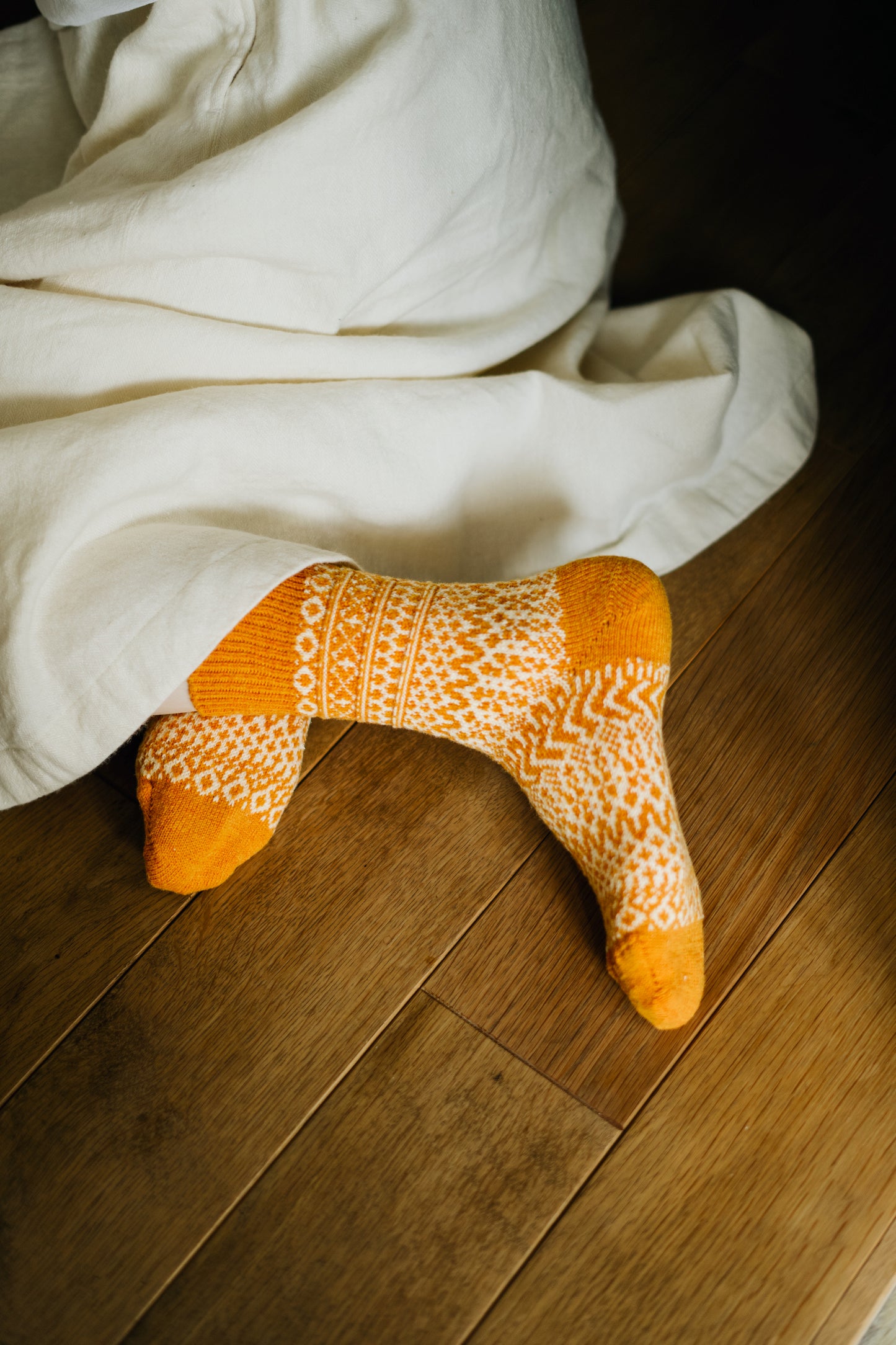 Wool Jacquard Socks - Lantern Orange