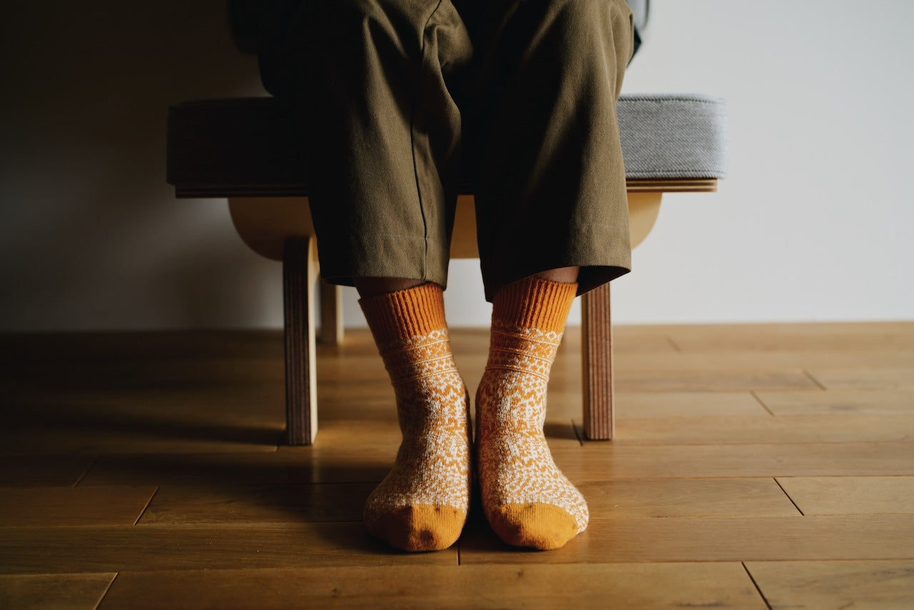 Wool Jacquard Socks - Lantern Orange
