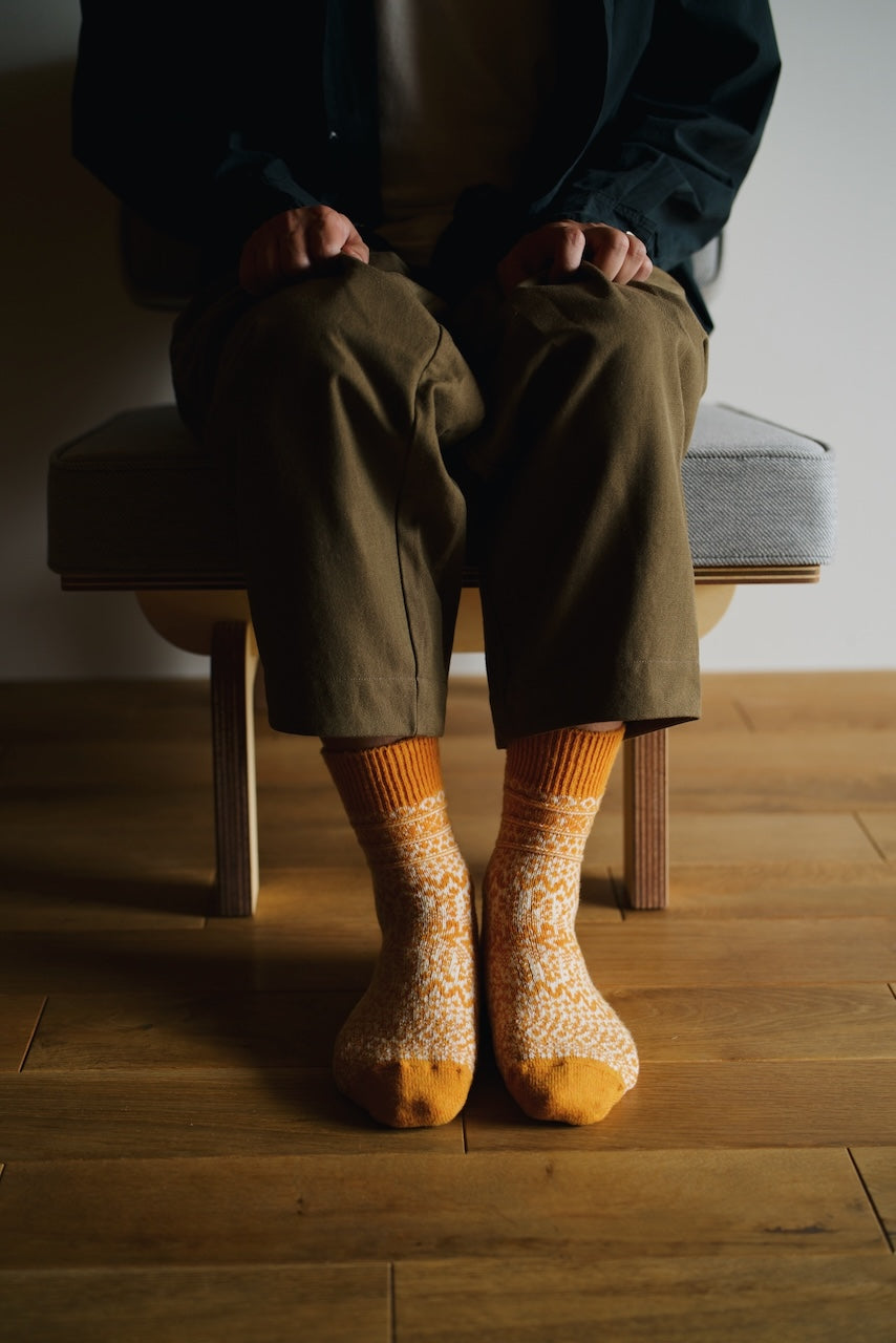 Wool Jacquard Socks - Lantern Orange