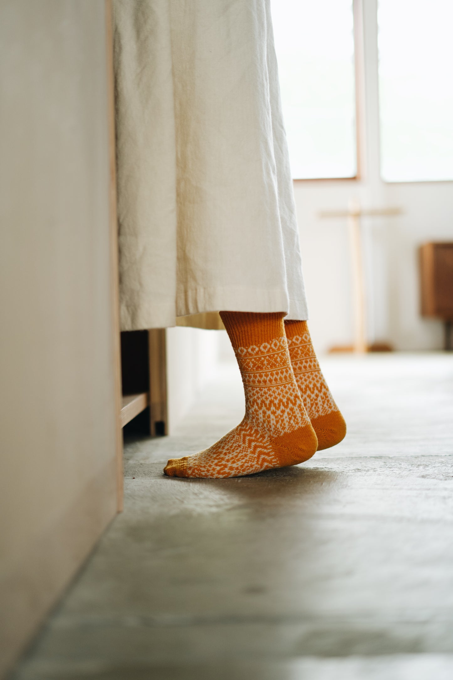 Wool Jacquard Socks - Lantern Orange