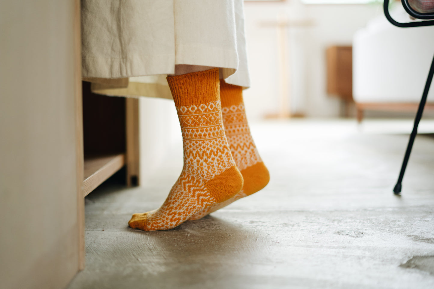 Wool Jacquard Socks - Lantern Orange
