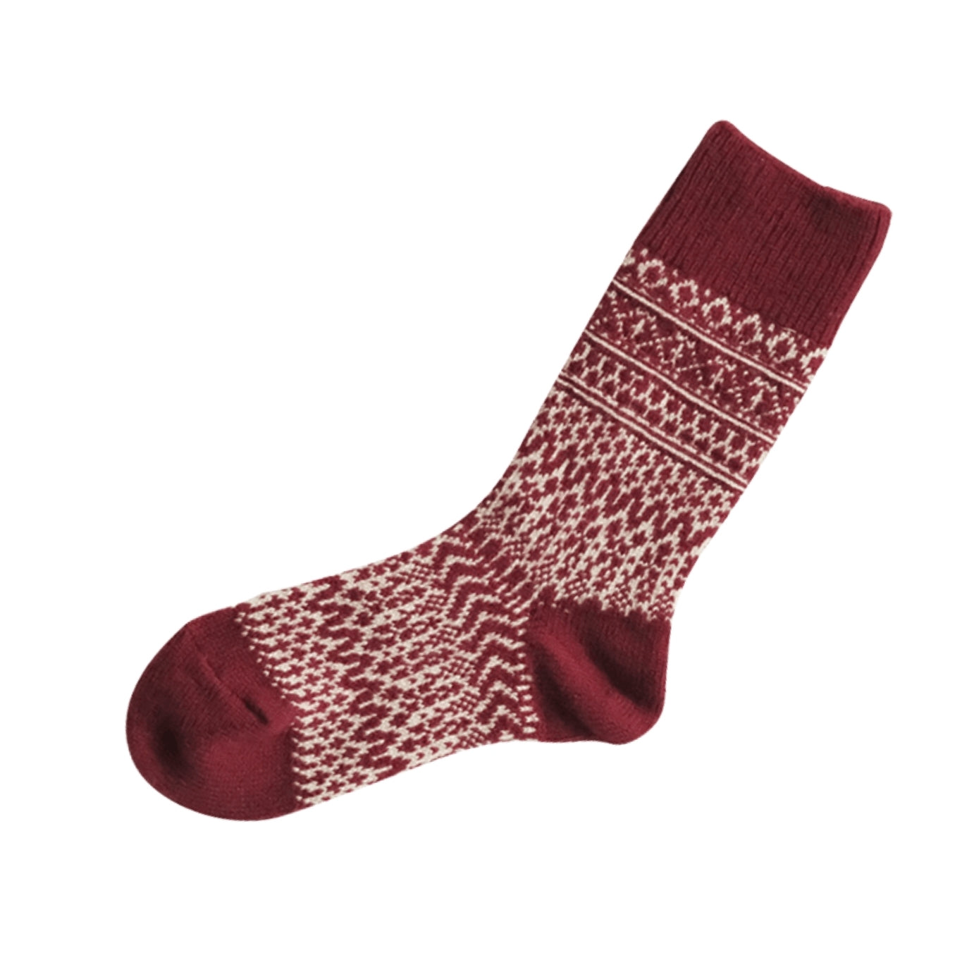 Wool Jacquard Socks - Wine