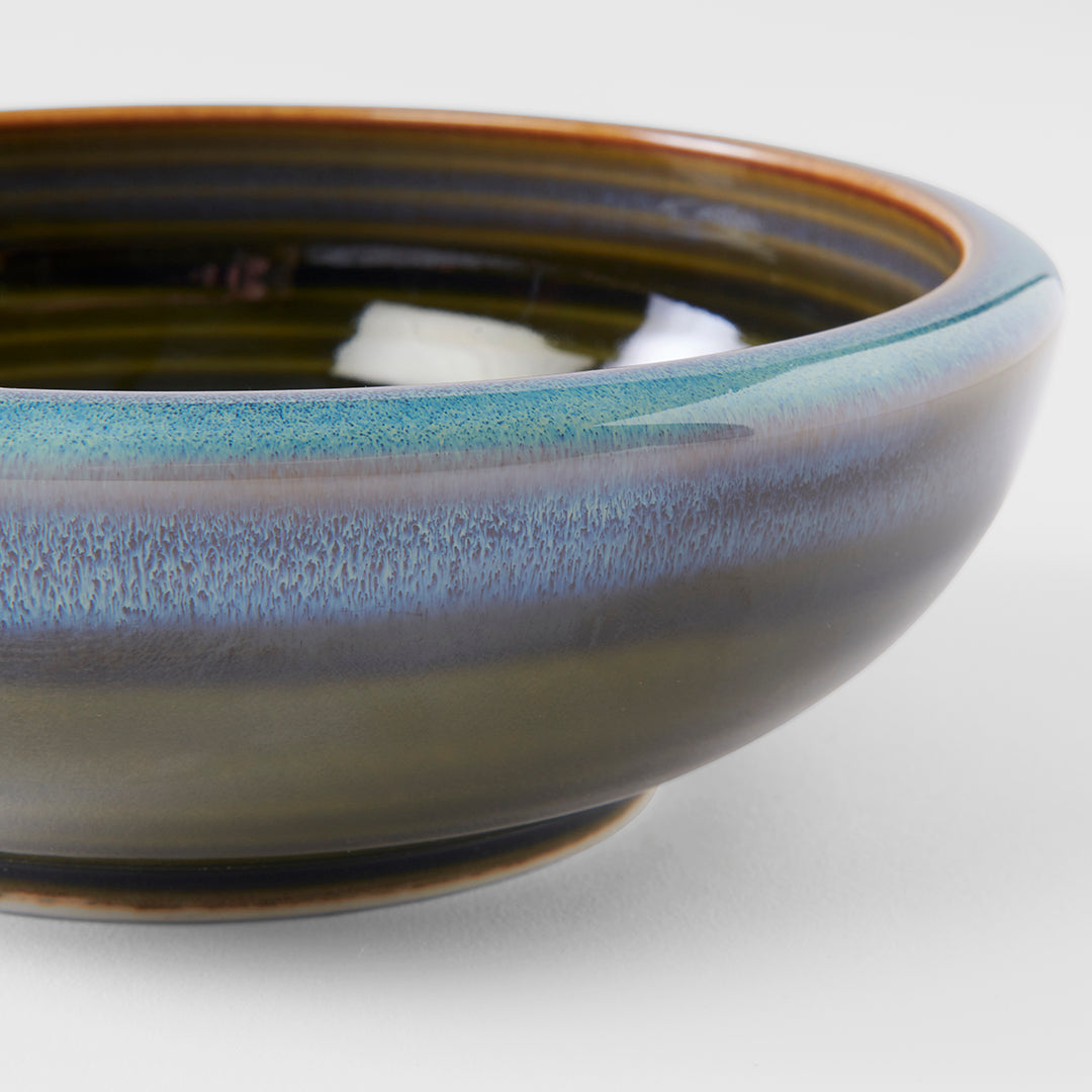 Blue with dark green inner thick edge bowl 17cm