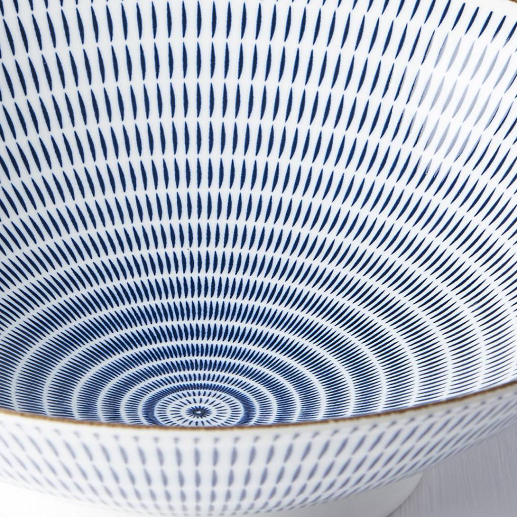 Blue & white radiating lines boxed Ramen Bowl 25cm
