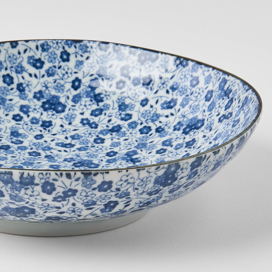 Blue Daisy shallow open bowl 21cm
