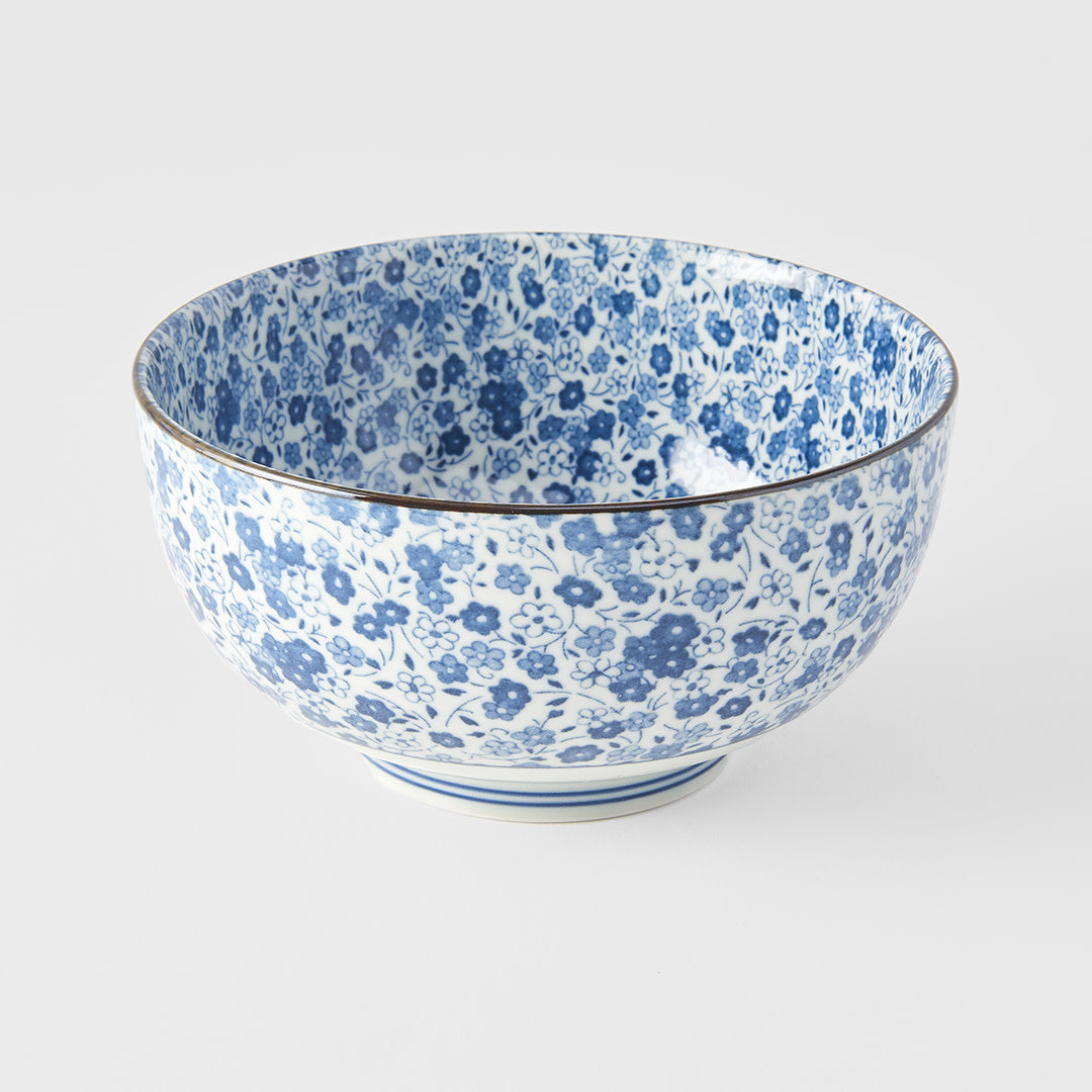 Blue Daisy U-shape udon bowl 16cm