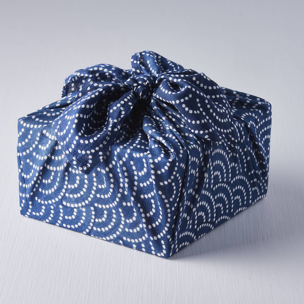 Blue reusable Furoshiki wrap 55cm