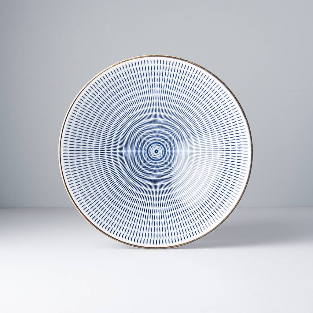 Blue & white radiating lines boxed Ramen Bowl 25cm
