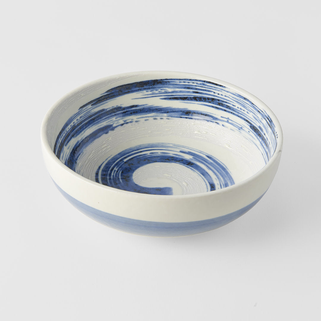 Blue Swirl shallow open bowl 19.8cm