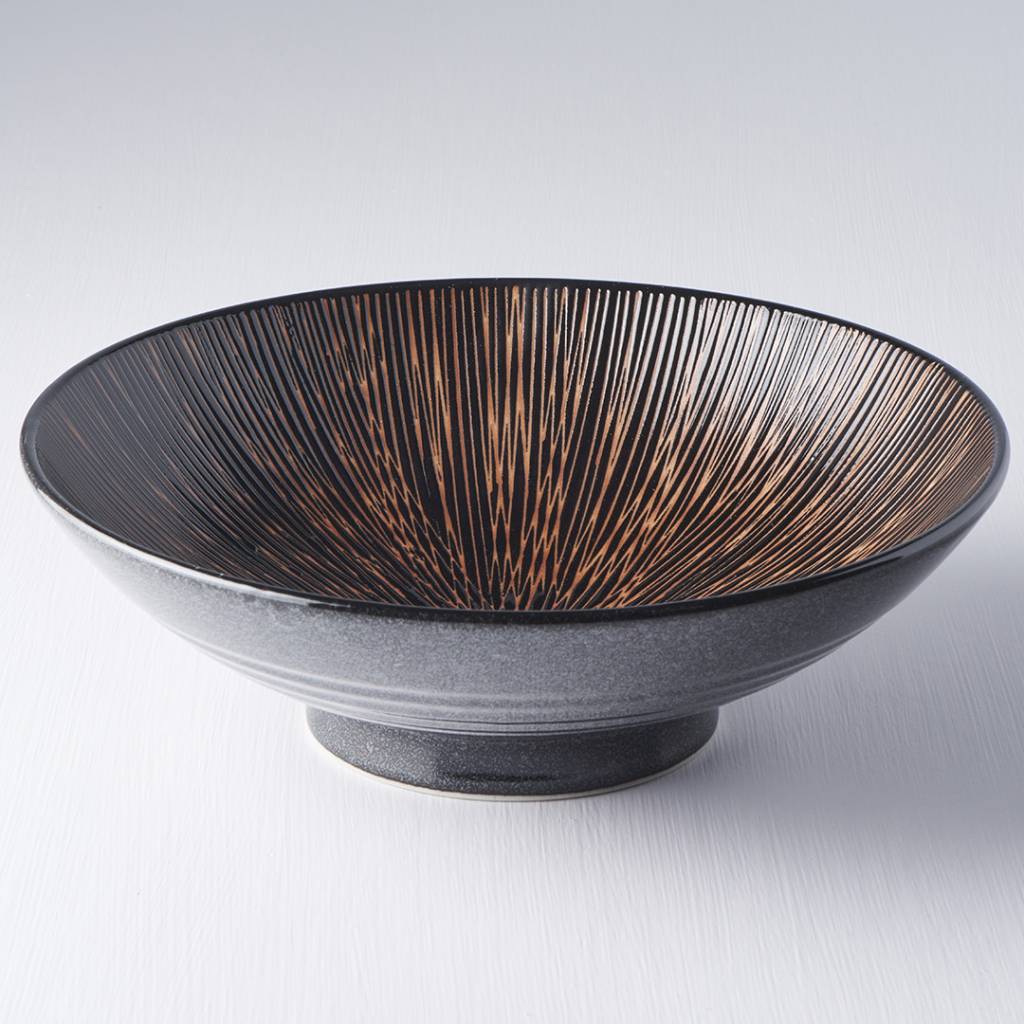Bronze converging line Ramen Bowl 24cm