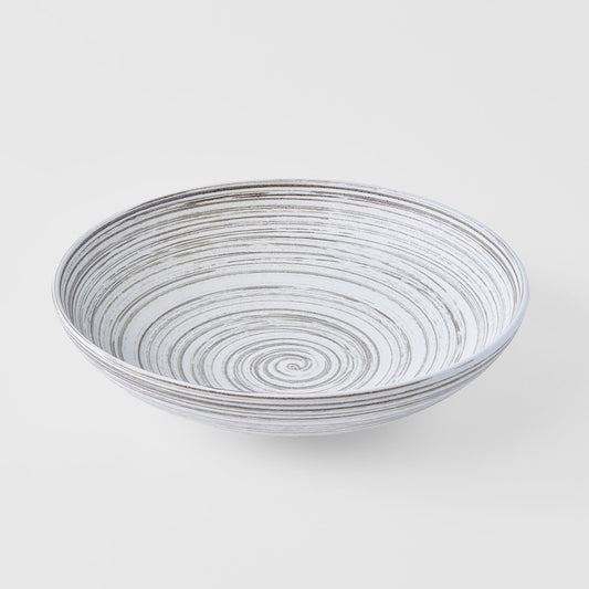 White with brown swirl serving bowl 28cm