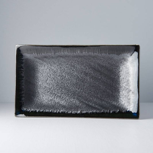 Matt W' Shiny Black Edge rectangular platter 33cm