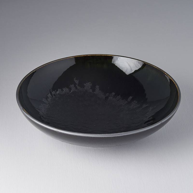 Matt W' Shiny Black Edge open serving bowl 28cm