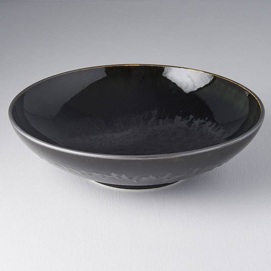 Matt W' Shiny Black Edge open serving bowl 28cm