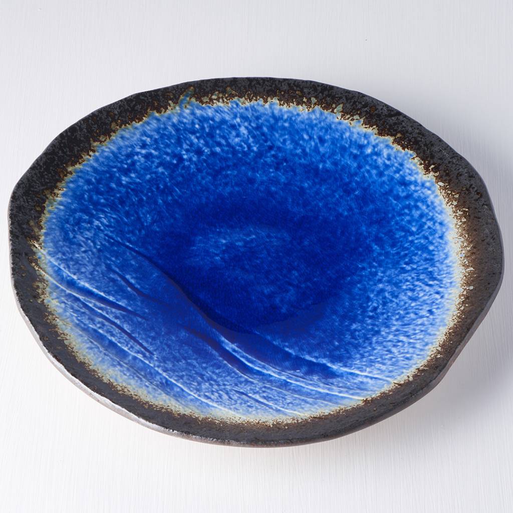 Cobalt Blue round uneven dinner plate 27cm