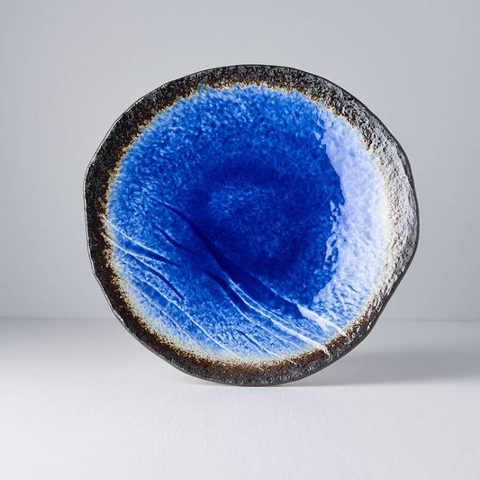 Cobalt Blue round uneven dinner plate 27cm