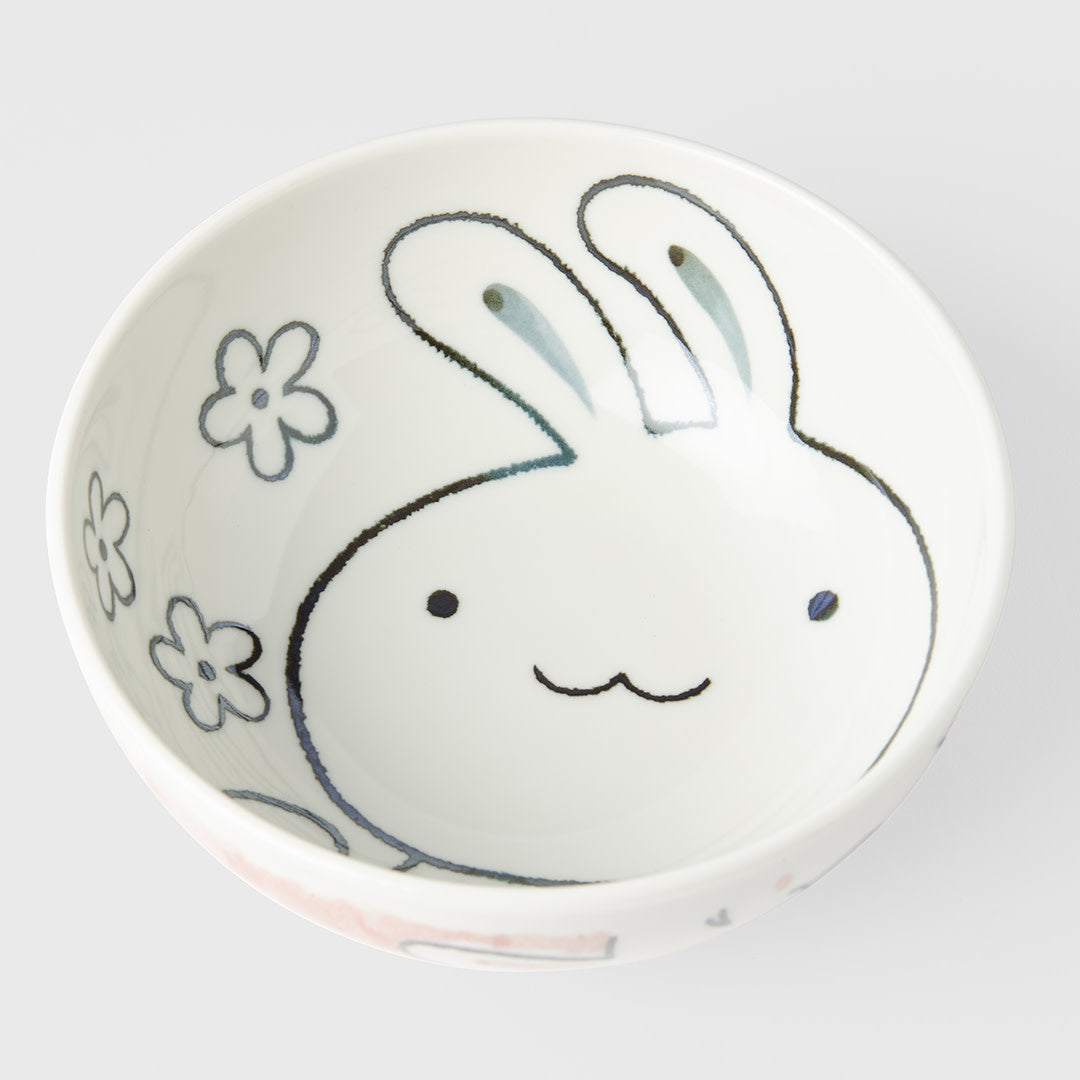 Kids bowl rabbit design with pink outer 16cm