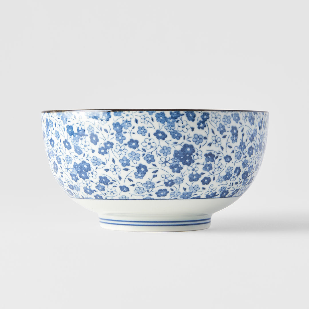 Blue Daisy U-shape udon bowl 16cm