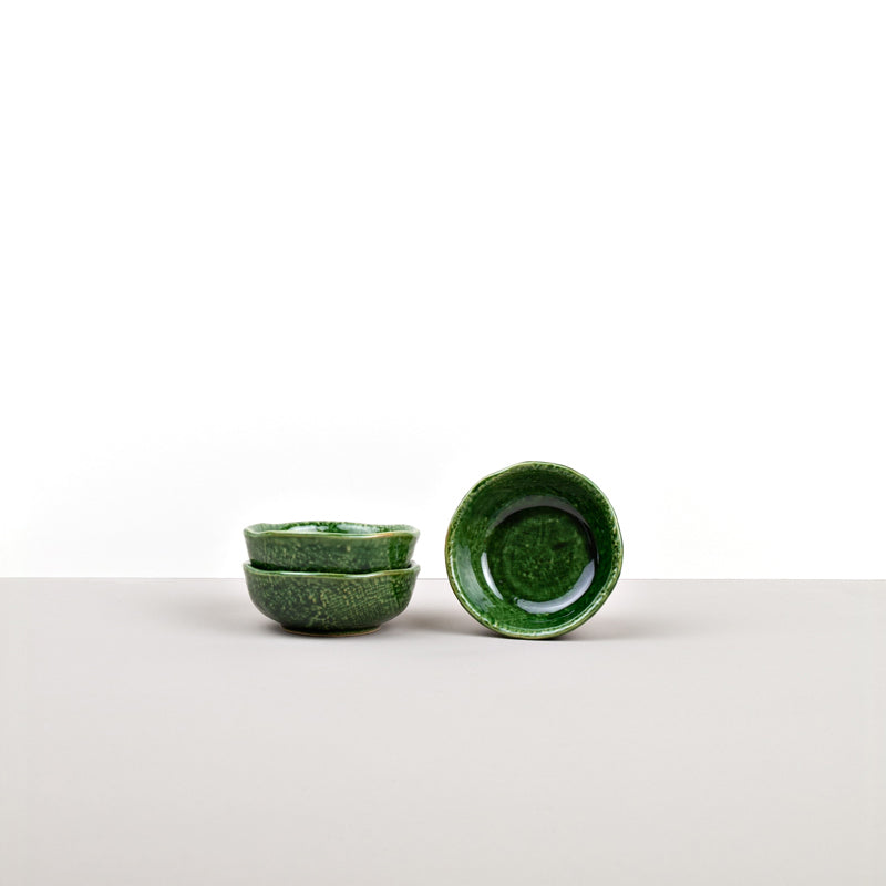 Oribe Green Round Sauce Dish 8cm