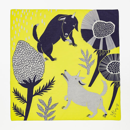 Furoshiki: Garden where komainu (dogs) play 100cm SQ