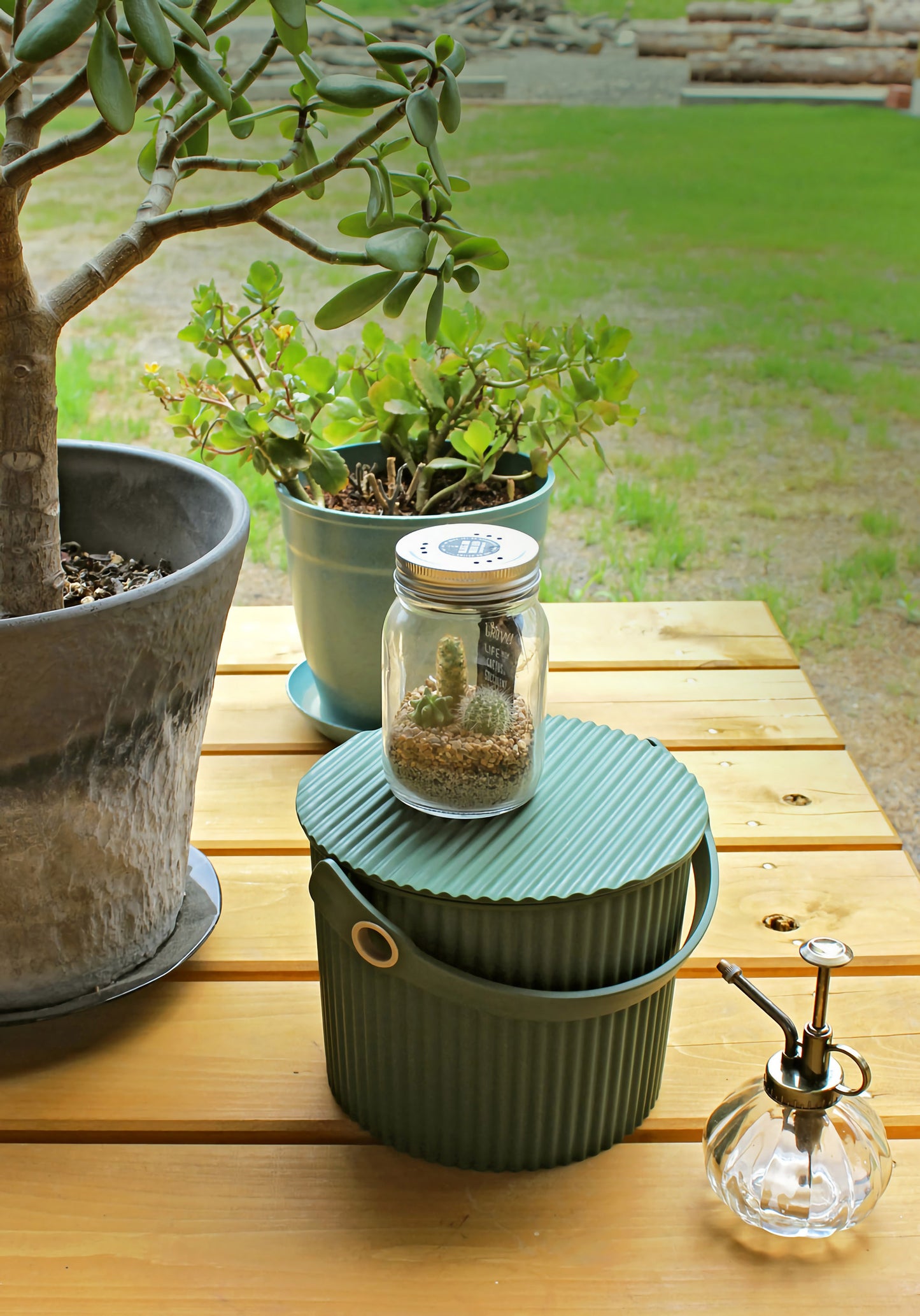 Hachiman Garden Tool Storage Bucket 4L - Dark Green