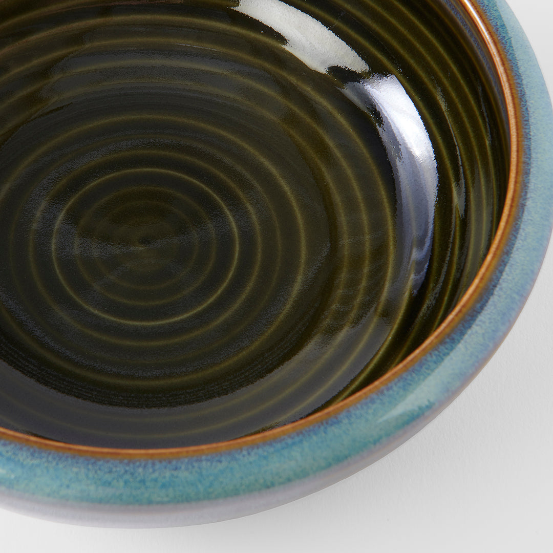 Blue with dark green inner thick edge bowl 17cm