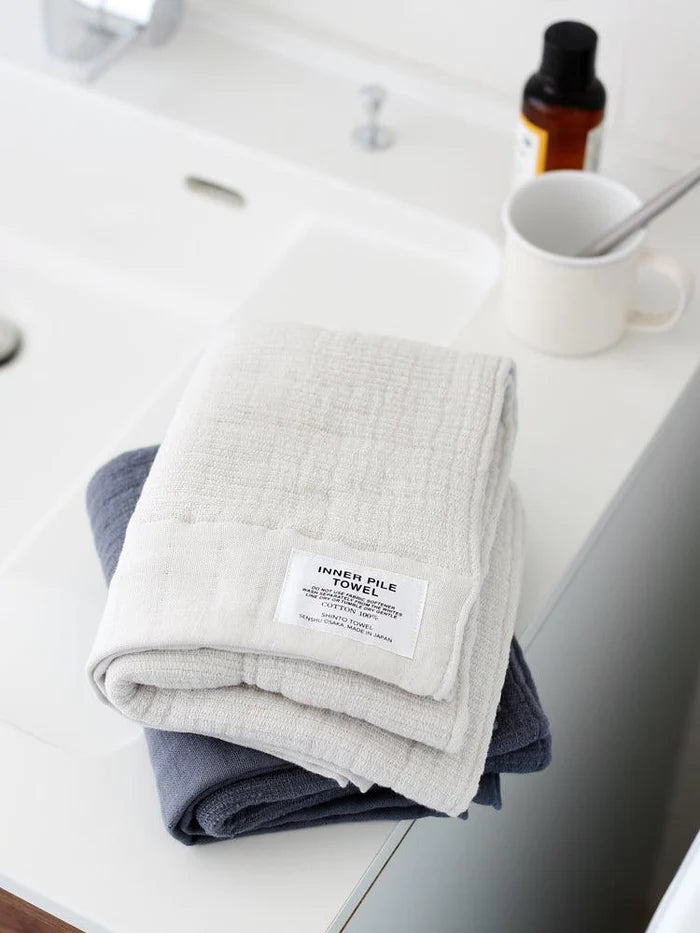 Shinto inner pile face and hand towel navy