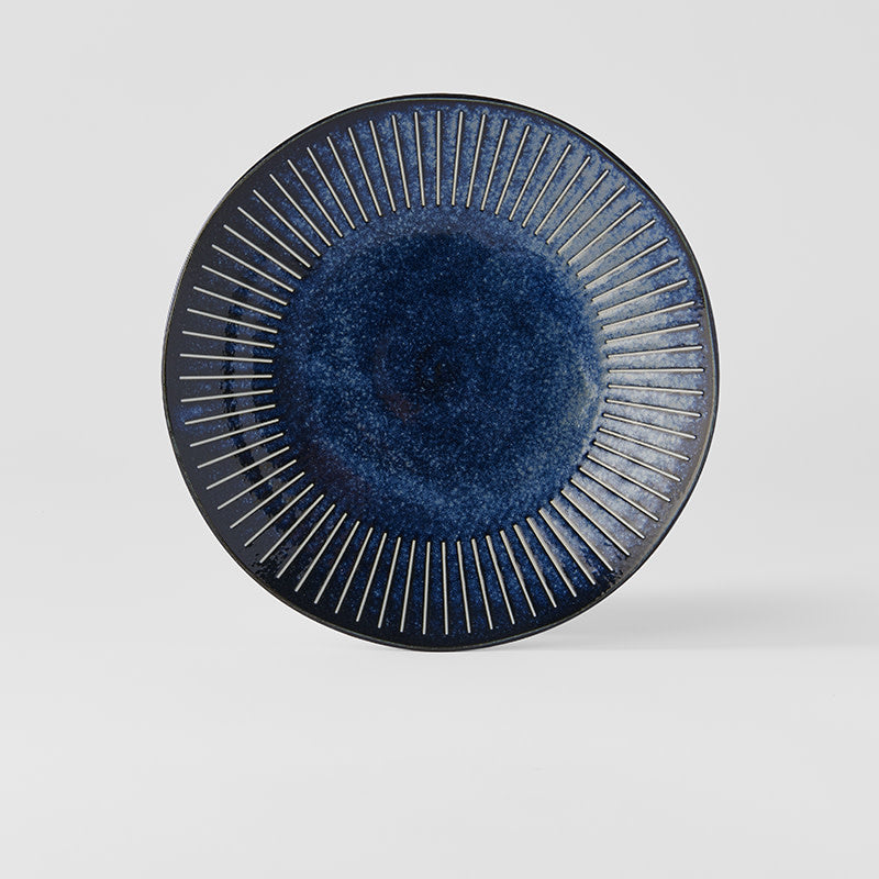 Ridged Indigo dinner plate 25cm
