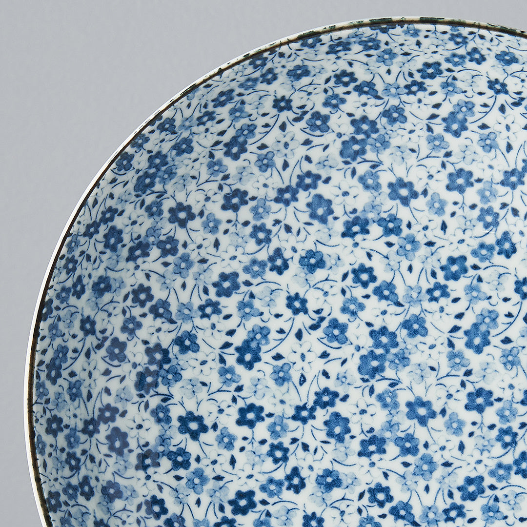 Blue Daisy shallow open bowl 21cm