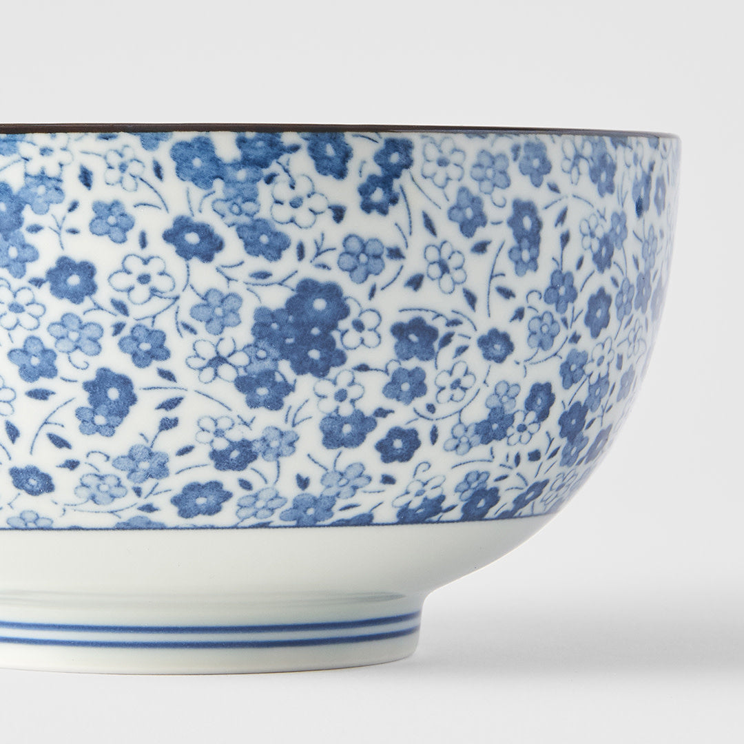 Blue Daisy U-shape udon bowl 16cm