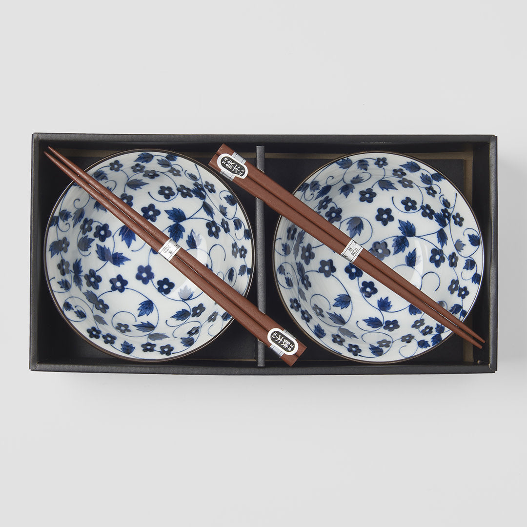 Daisy pattern on white 2 piece boxed bowl set 15cm