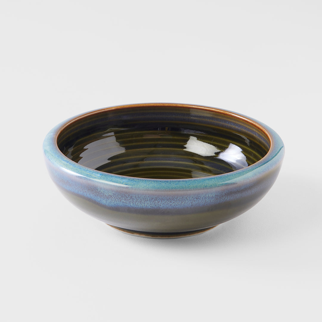 Blue with dark green inner thick edge bowl 17cm