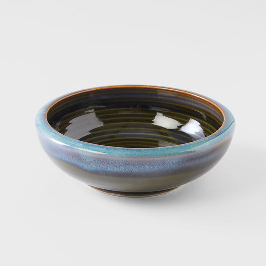Blue with dark green inner thick edge bowl 17cm