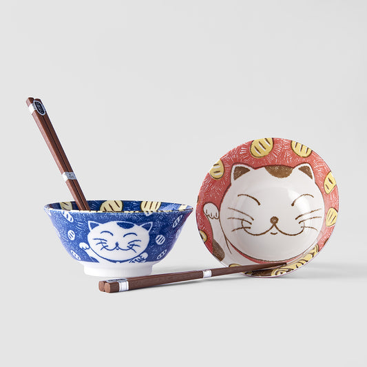 Manga Maneki 2 piece boxed bowl set 15cm