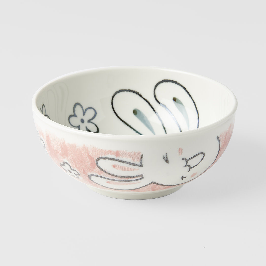 Kids bowl rabbit design with pink outer 16cm