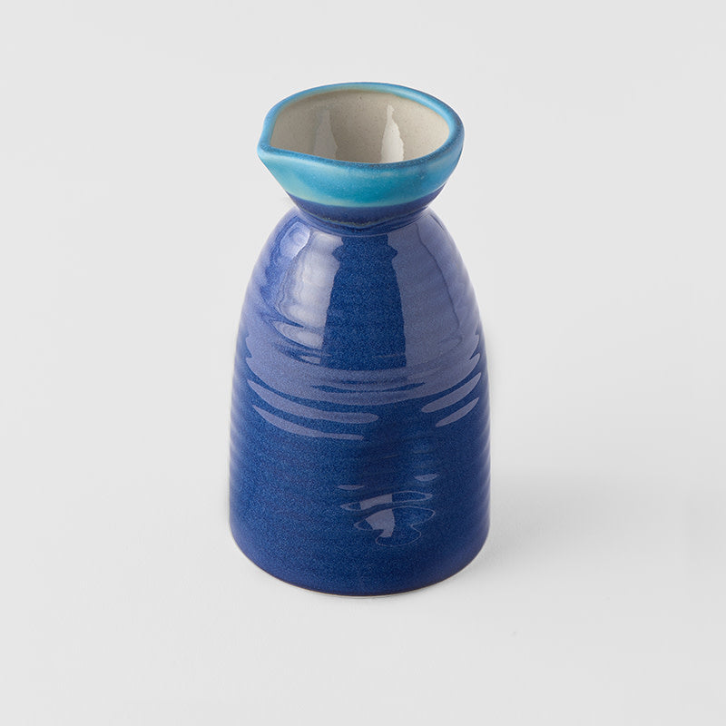 Sake jug dark blue with aqua 6cm