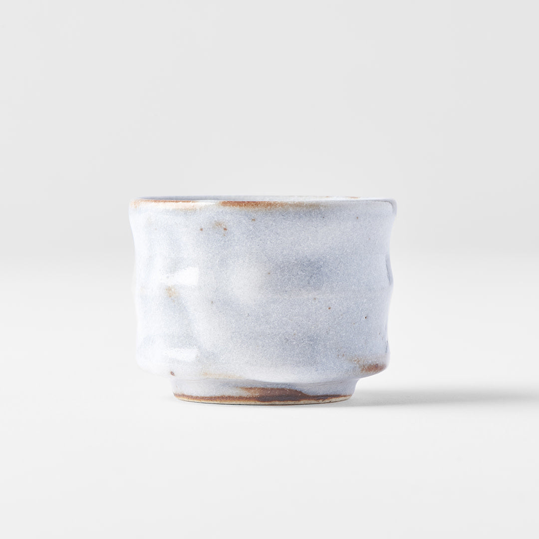 Sake cup ridged outer rust with white cloud 50ml