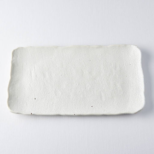Shell White textured large rectangular stone platter 35cm