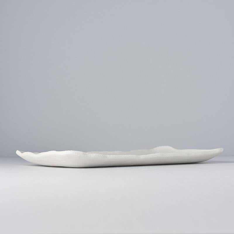 Shell White textured large rectangular stone platter 35cm