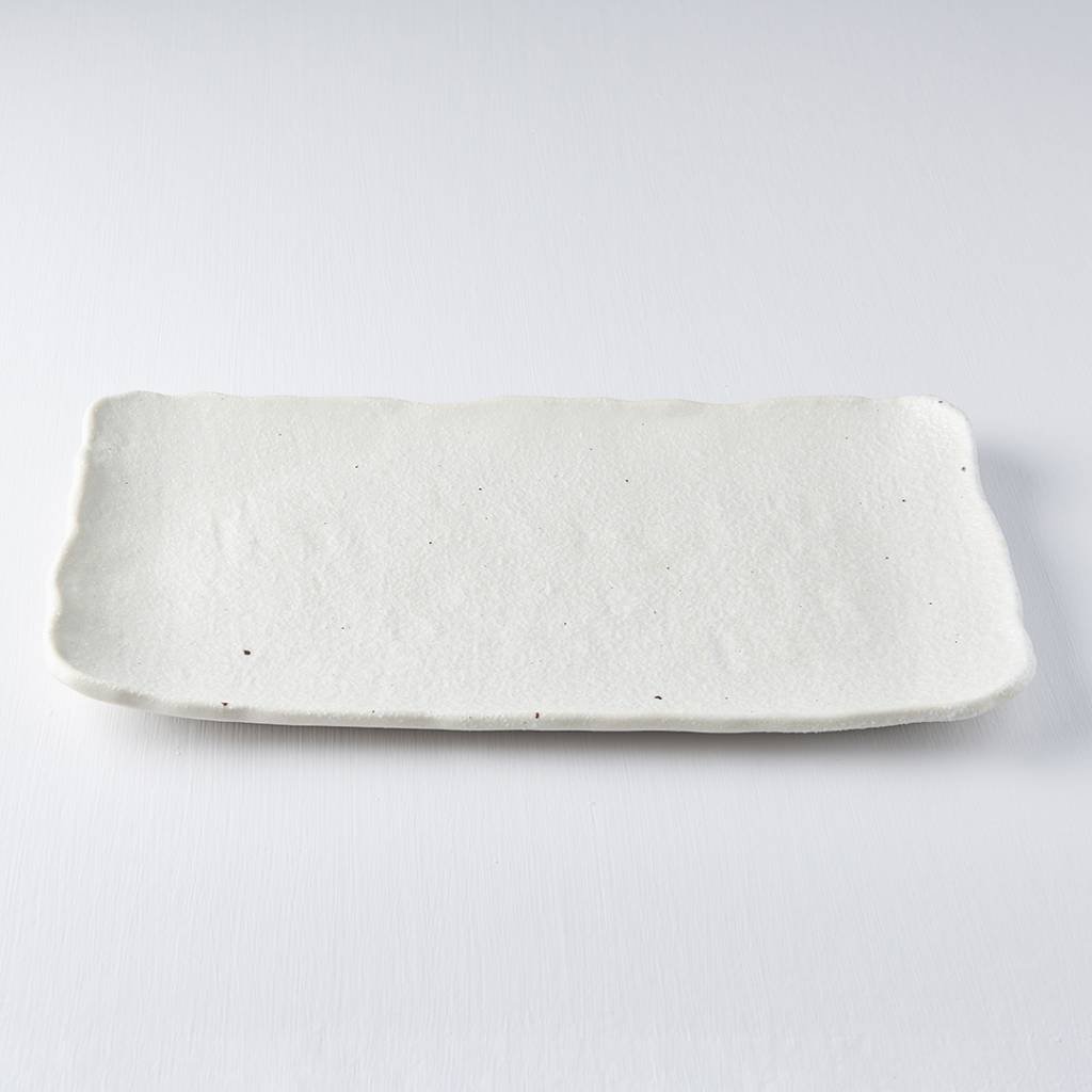 Shell White textured large rectangular stone platter 35cm