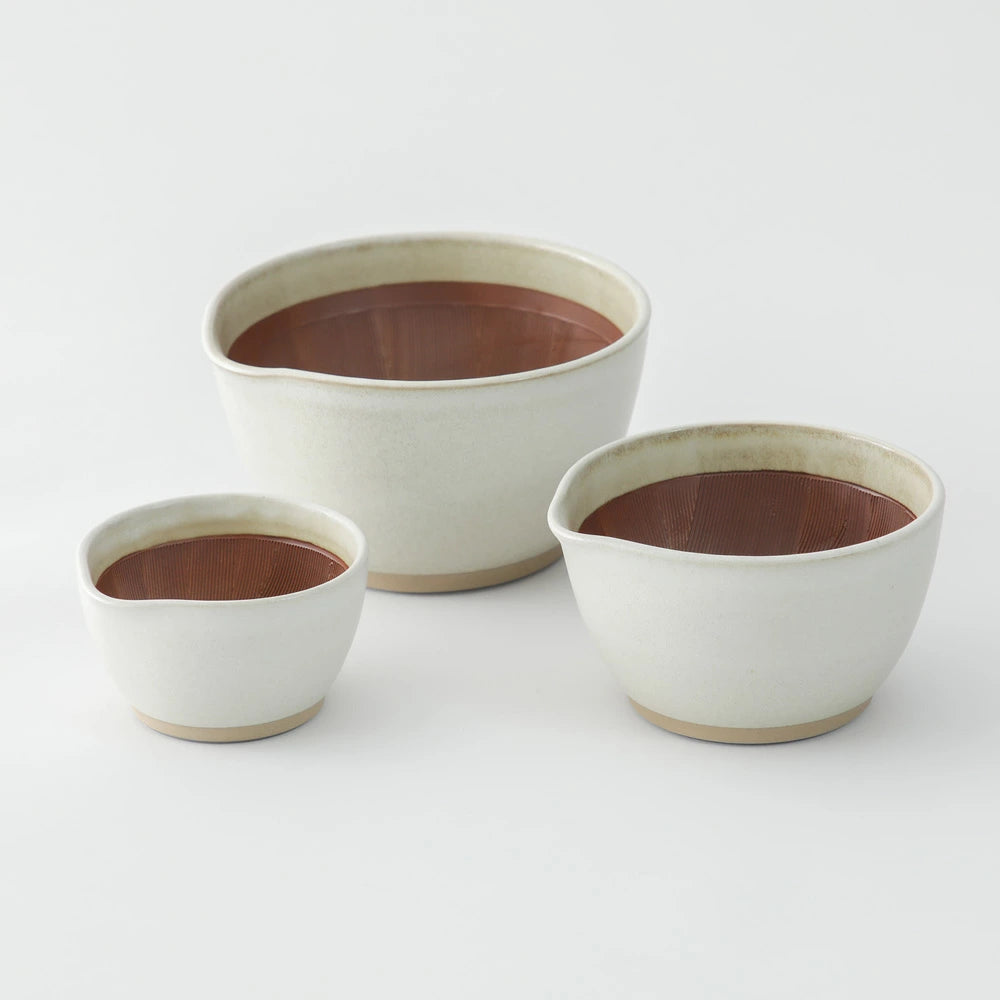 Motoshige Japanese Suribachi White Mortar & Pestle Set 14.5cm