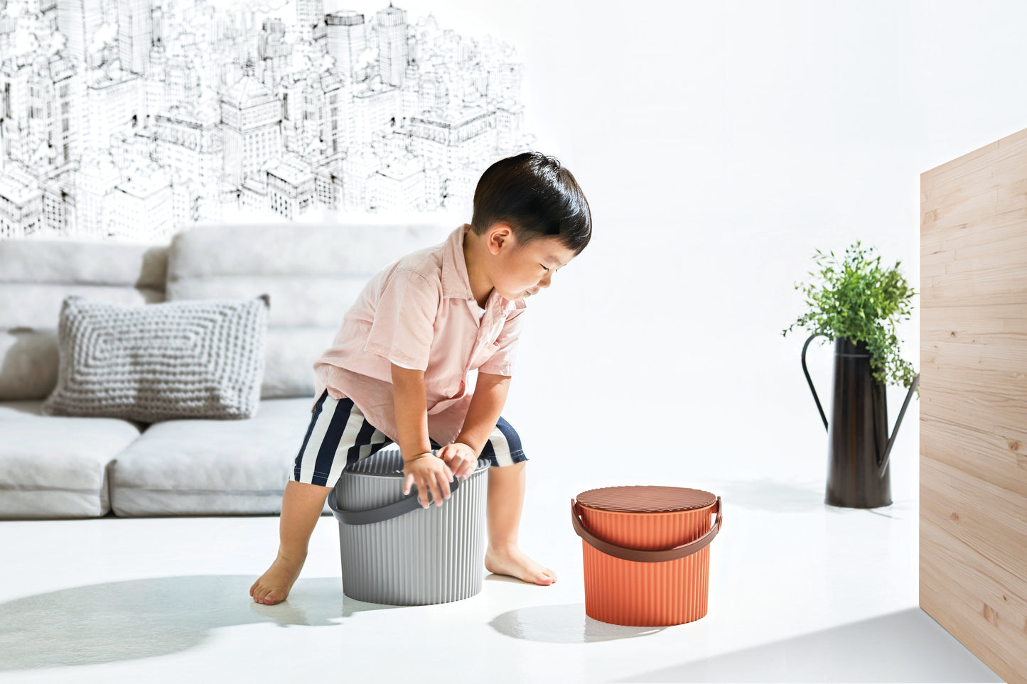 Hachiman Omnioutil mini Storage Bucket 4L - Apricot