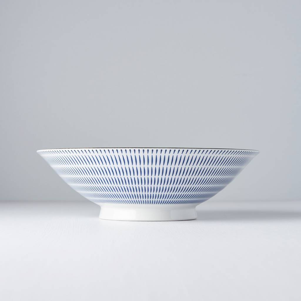Blue & white radiating lines boxed Ramen Bowl 25cm