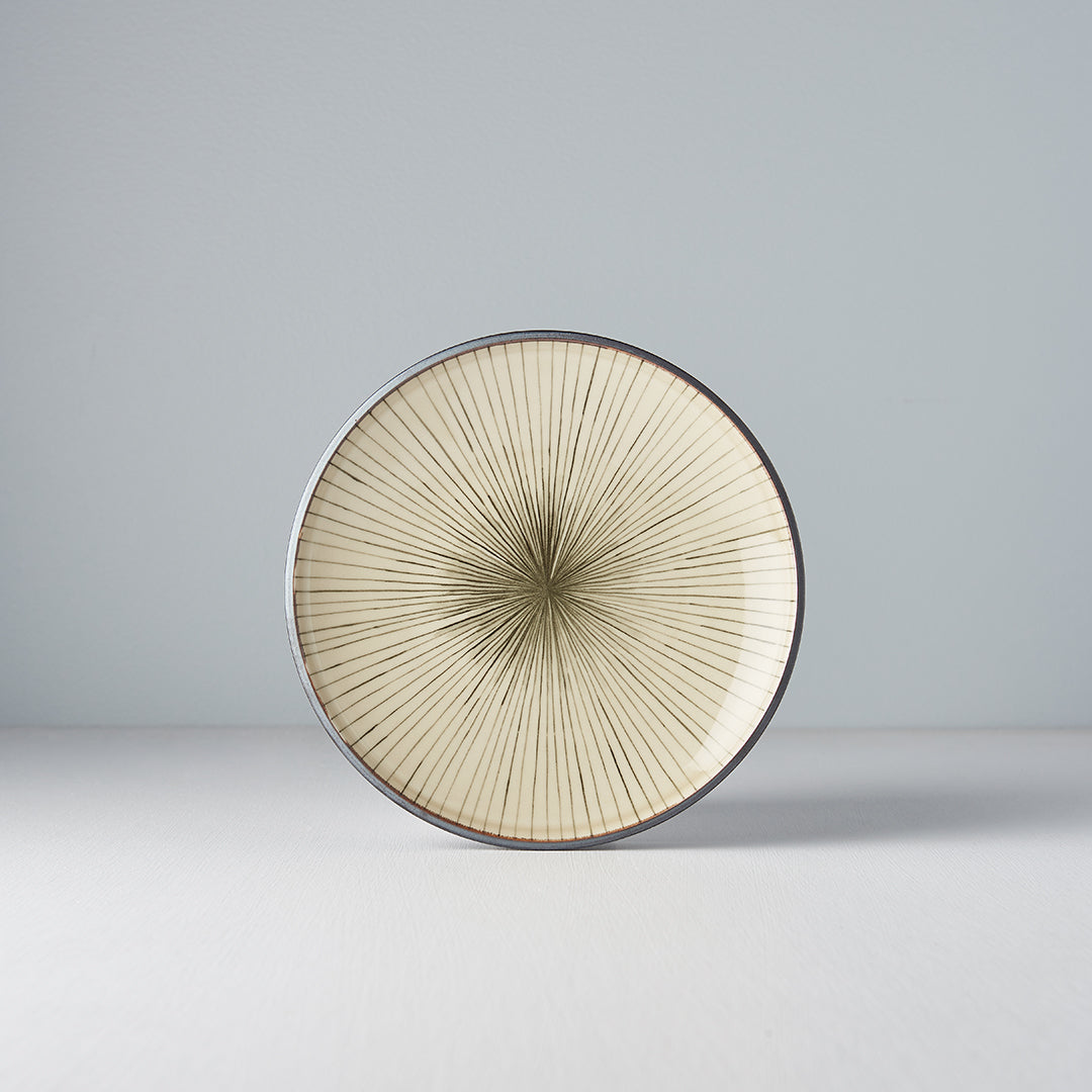 Dark Green Converging Lines side plate 19cm