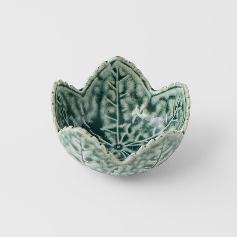 Sauce Dish Leaf Shape Green Glaze