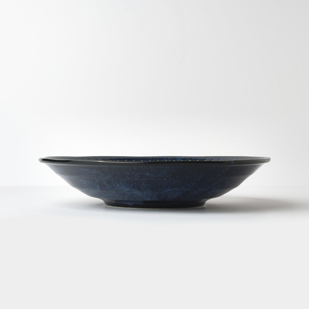 Ridged Indigo wavy edged bowl 25cm